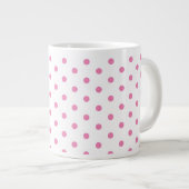 Trendy White en Pink Polka Dots Pattern Retro Grote Koffiekop (Voorkant rechts)