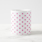 Trendy White en Pink Polka Dots Pattern Retro Grote Koffiekop (Voorkant)