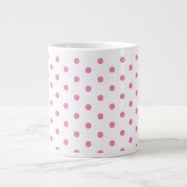 Trendy White en Pink Polka Dots Pattern Retro Grote Koffiekop