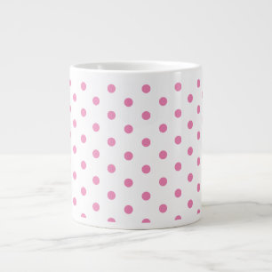 Trendy White en Pink Polka Dots Pattern Retro Grote Koffiekop