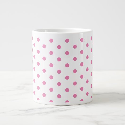 Trendy White en Pink Polka Dots Pattern Retro Grote Koffiekop (Voorkant)