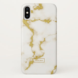 Trendy white faux marble gold accents Case-Mate iPhone case