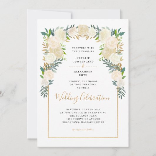 Trendy White Floral Peonies bruiloft Kaart (Voorkant)