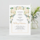 Trendy White Floral Peonies bruiloft Kaart (Staand voorkant)