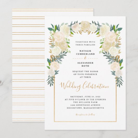 Trendy White Floral Peonies bruiloft Kaart (Voorkant / Achterkant)