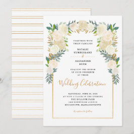 Trendy White Floral Peonies bruiloft Kaart