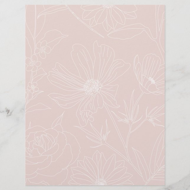 Trendy White Flowers schetst het 'Blush Pink'-ontw Briefhoofd (Voorkant)