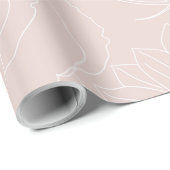 Trendy White Flowers schetst het 'Blush Pink'-ontw Cadeaupapier (Rol Hoek)