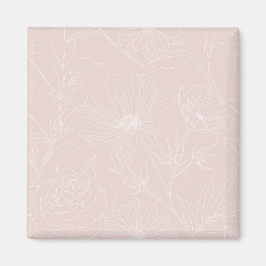 Trendy White Flowers schetst het 'Blush Pink'-ontw Magneet (Voorkant)
