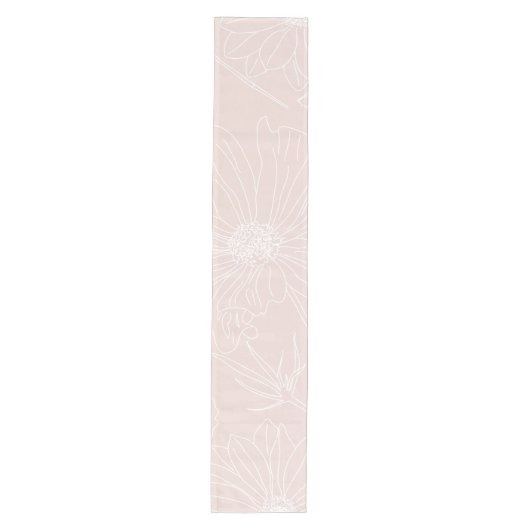 Trendy White Flowers schetst het 'Blush Pink'-ontw Medium Tafelloper (Voorkant)