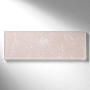 Trendy White Flowers schetst het 'Blush Pink'-ontw Naambadge