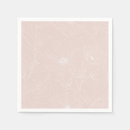 Trendy White Flowers schetst het 'Blush Pink'-ontw Servet (Voorkant)