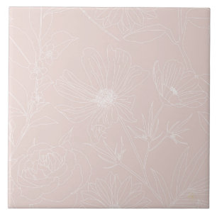 Trendy White Flowers schetst het 'Blush Pink'-ontw Tegeltje
