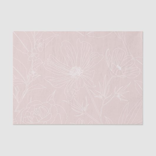 Trendy White Flowers schetst het 'Blush Pink'-ontw Tissuepapier (Voorkant)