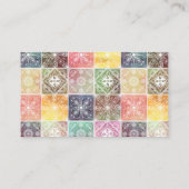Trendy White Geometric Ornament Colorful Tile Art Visitekaartje (Achterkant)