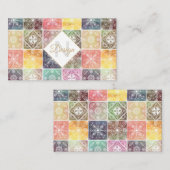 Trendy White Geometric Ornament Colorful Tile Art Visitekaartje (Voorkant / Achterkant)