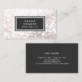 Trendy White Glitter Bokeh Stylish Black Plaque Visitekaartje (Voorkant / Achterkant)