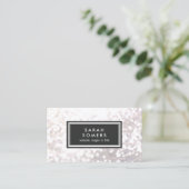 Trendy White Glitter Bokeh Stylish Black Plaque Visitekaartje (Staand voorkant)