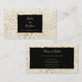 Trendy White Gold Glitter Leopard Print Haarsalon Visitekaartje (Voorkant / Achterkant)