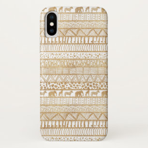 Trendy White & Gold Tribal African Pattern Case-Mate iPhone Case