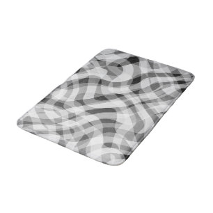 Trendy White Grey Black Retro Wavy Stripes Pattern Badmat