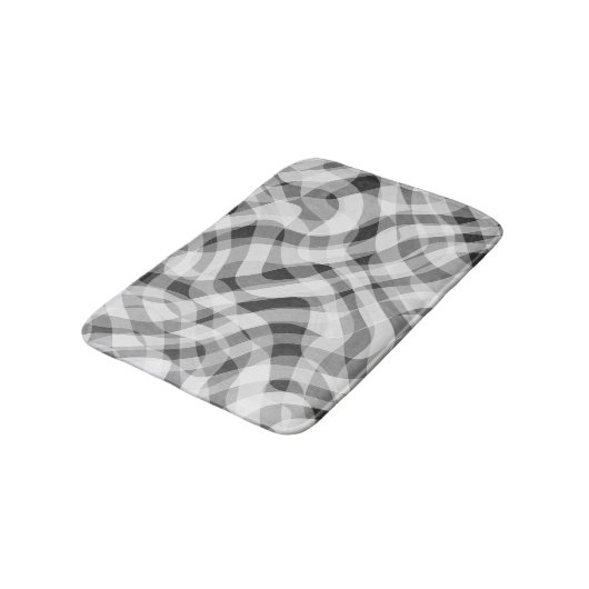 Trendy White Grey Black Retro Wavy Stripes Pattern Badmat (Gekanteld)