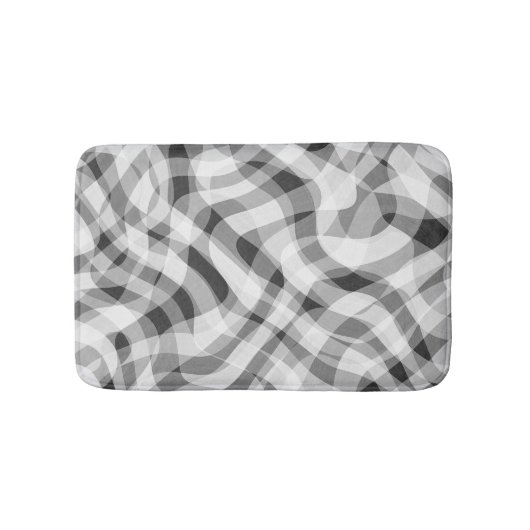 Trendy White Grey Black Retro Wavy Stripes Pattern Badmat (Voorkant)
