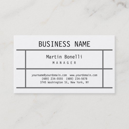 Trendy White Grey Lines Manager Visitekaartje (Voorkant)