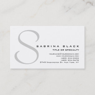 Trendy White Grey Monogram Visitekaartje