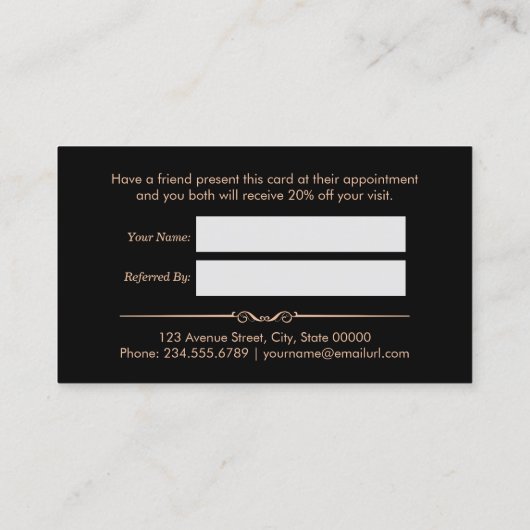 Trendy White Marble Beauty Salon Referral Kaart (Achterkant)