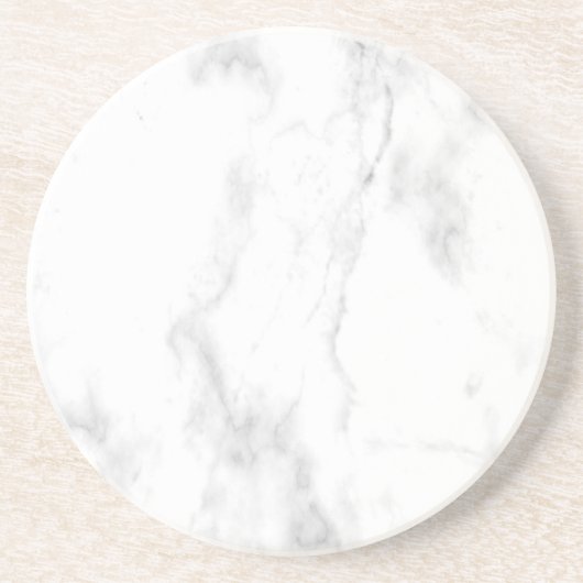 Trendy White Marble Elegant Design Sjabloon Round Zandsteen Onderzetter (Voorkant)