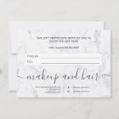 Trendy white marble elegant gift certificate (Achterkant)