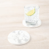 Trendy White Marble Elegant Sjabloon personalisere Zandsteen Onderzetter (Zijkant)