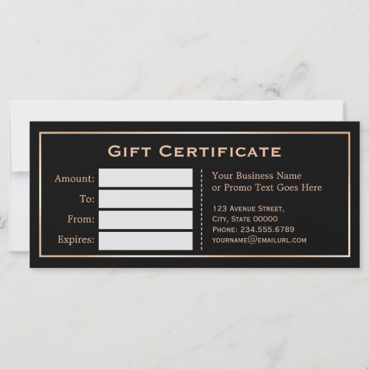 Trendy White Marble Let Gift Certificate Kaart (Achterkant)