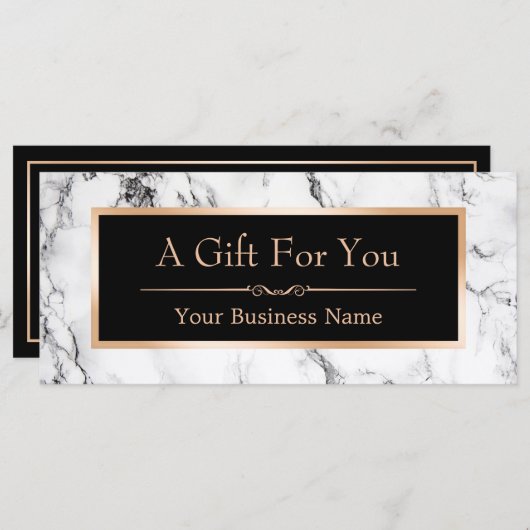 Trendy White Marble Let Gift Certificate Kaart (Voorkant / Achterkant)