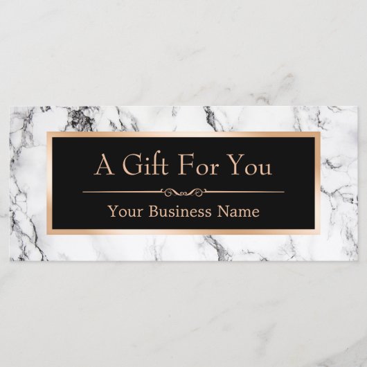 Trendy White Marble Let Gift Certificate Kaart (Voorkant)