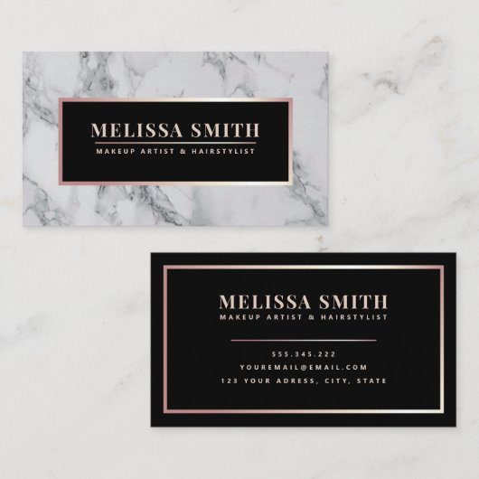 Trendy White Marble Makeup Artist Hair Salon Visitekaartje (Voorkant / Achterkant)
