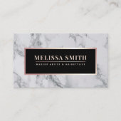 Trendy White Marble Makeup Artist Hair Salon Visitekaartje (Voorkant)