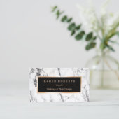 Trendy White Marble Makeup Artist Hair Salon Visitekaartje (Staand voorkant)