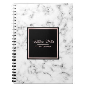 Trendy White Marble Roos Gold Modern Notitieboek