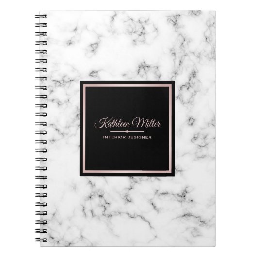 Trendy White Marble Roos Gold Modern Notitieboek (Voorkant)