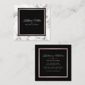 Trendy White Marble Roos Gold Modern Vierkante Visitekaartje (Voorkant / Achterkant)