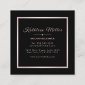 Trendy White Marble Roos Gold Modern Vierkante Visitekaartje (Achterkant)