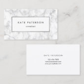 Trendy White Marble Silver Glitter Lijst Visitekaartje (Voorkant / Achterkant)