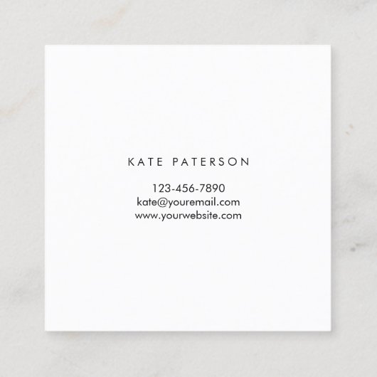 Trendy White Marble Silver Glitter Stripes Vierkante Visitekaartje (Achterkant)