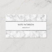 Trendy White Marble Silver Glitter Stripes Visitekaartje (Achterkant)