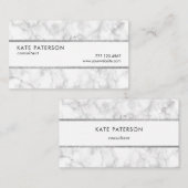 Trendy White Marble Silver Glitter Stripes Visitekaartje (Voorkant / Achterkant)