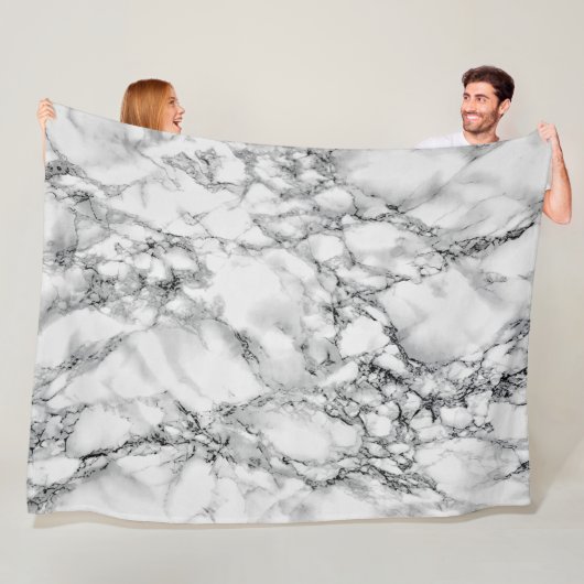 Trendy White Marble Stone - Fleece Deken (In situ)