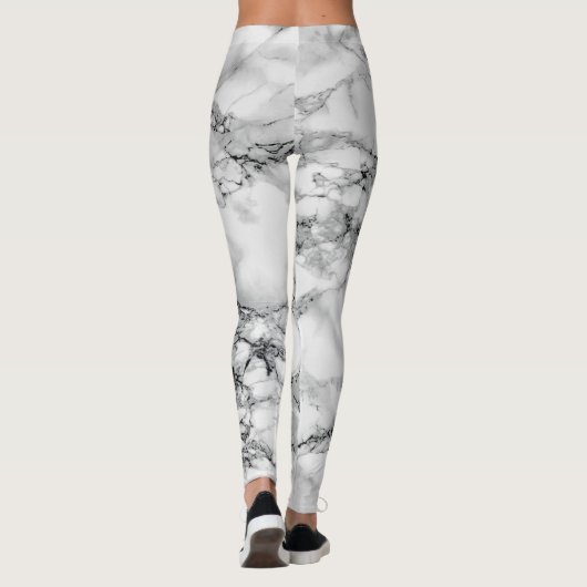 Trendy White Marble Stone Leggings (Achterkant)
