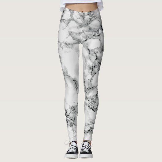 Trendy White Marble Stone Leggings (Voorkant)